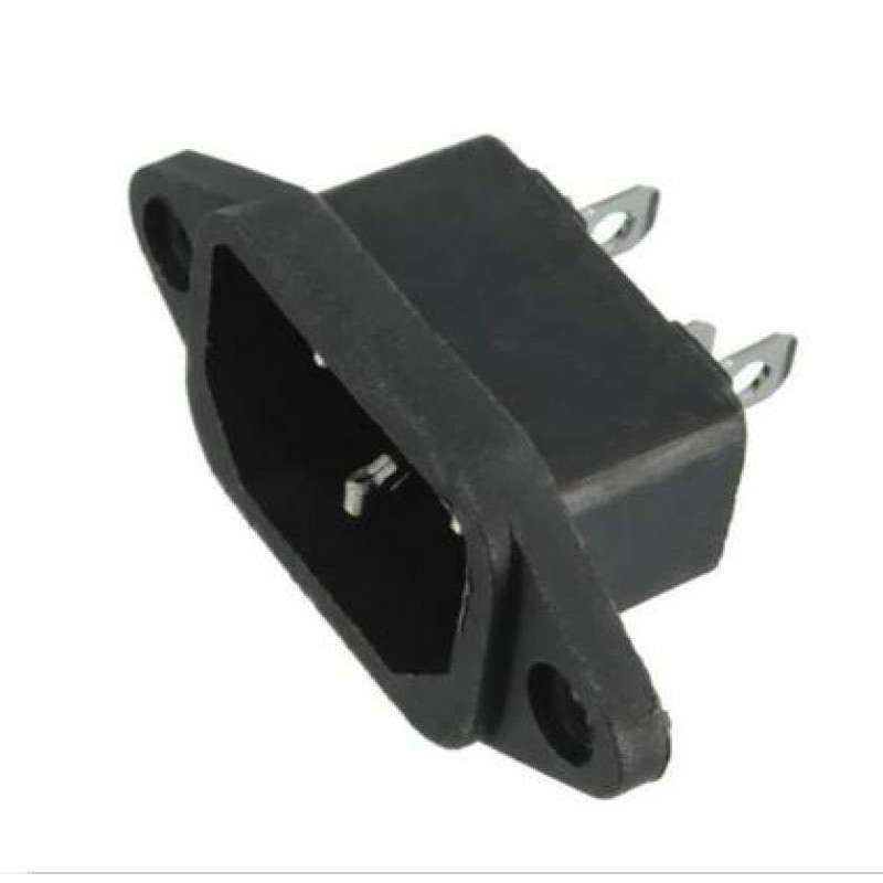 S & F AC IEC320 C14 Male 3Pin Panel Mounting Power Inlet Socket 250V 10A (Black)