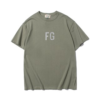 FEAR OF GOD FG ใหม่ที่อุดมไปด้วย 3M จดหมายสะท้อนแสงลำลองผ้าฝ้ายแขนสั้นเสื้อยืด