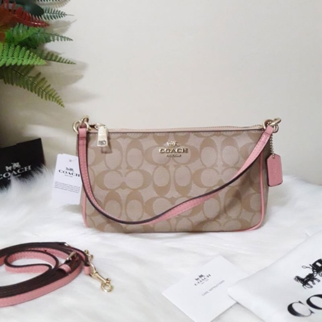 COACH  F58321 MESSICO TOP HANDLE POUCH IN SIGNATURE มาพร้อม สายสะพายยาว