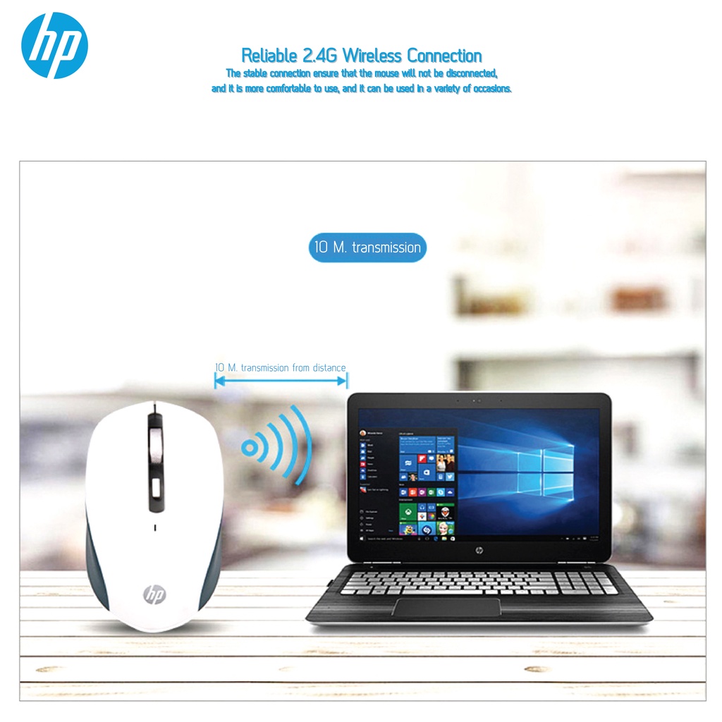 ของแท้ & พร้อมส่ง!!! เมาส์ไร้สาย ไร้เสียงคลิก HP (Hewlett-Packard) S1000 Silent Mouse USB Wireless Mouse 1600DPI USB รูปที่ 4