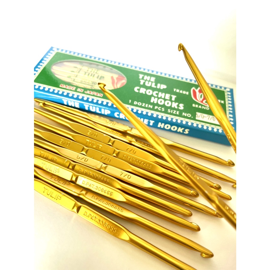 เข็มถักโครเชต์สีทอง 2 หัว ยี่ห้อทิวลิป มีขนาด 3/4  5/6  5/7 ยี่ห้อTulip ญี่ปุ่นแท้