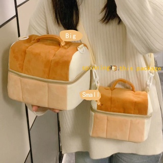 Fashion New Personality Cute Toast Bread Camera Bag Cosmetic Bag Bread Warm Lunch Box Storage Bag Handbag Large Capacity Bag Female