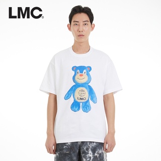 เสื้อยืดคอกลม ผ้าฝ้าย พิมพ์ลายการ์ตูนหมี LMC แฟชั่นฤดูร้อน สําหรับคู่รักS-5XL