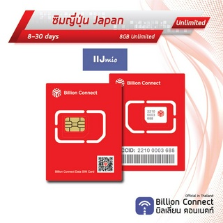 Japan Sim Card Unlimited 8GB IIJ mio : ซิมญี่ปุ่น 8-30วัน by ซิมต่างประเทศ Billion Connect Official