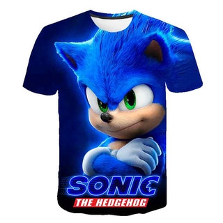 เสื้อยืดแขนสั้นพิมพ์ลาย Sonic Hedgehog 3 มิติฤดูร้อนสําหรับผู้ชาย 2021