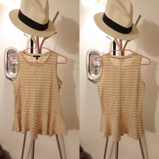 Yellow Striped Peplum Top