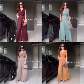 B9806 จั้มสูทปกสูทแขนกุดขายาว Sleeveless jumpsuit with long sleeves