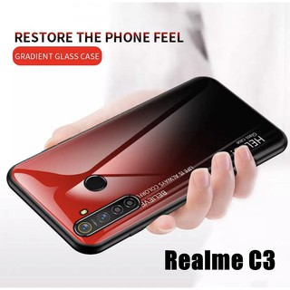 [ส่งจากไทย] Case Realme C3 เคสเรียวมีC3 เคสกระจกสองสี เคสกันกระแทก เคส Realme C3 ขอบนิ่ม เคสกระจกไล่สี สินค้าใหม่