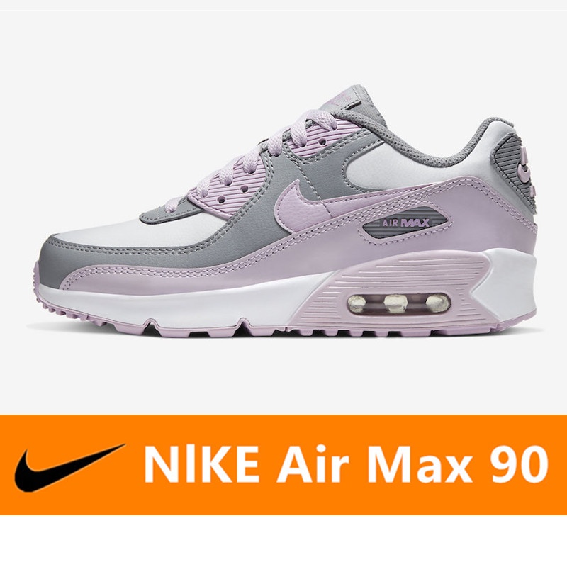ของแท้ Nike Air Max 90 รองเท้าลำลองตาข่ายระบายอากาศ  รองเท้าวิ่งเบาะลมคลาสสิก - สีเทา สีม่วง