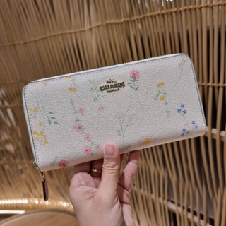 ส่งฟรี🔥กระเป๋าสตางค์ ใบยาว Coach แท้💯 สีขาว ชมพู ลายดอก สวยหวาน กระเป๋าเงิน ผู้หญิง