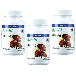 LYNAE Reishi 200 mg ไลเน่ เห็ดหลินจือสกัด ช่วยป้องกันอัลไซเมอร์ 100แคปซูล(3 ขวด)