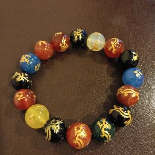อาเกต5สี แกะลายมังกร