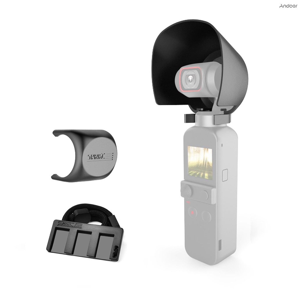 Startrc อุปกรณ์เสริมกล้องฝาครอบเลนส์ + ฮู้ดเลนส์ + อะแดปเตอร์ขาตั้งสําหรับ Dji Pocket 2