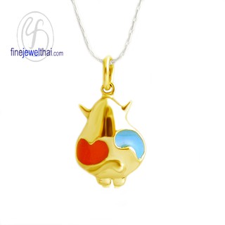 Finejewelthai จี้วัว-จี้ลงสี-จี้เงิน-เงินแท้ 925-Enamel-Silver-Cow-Pendant - P10650000E_g