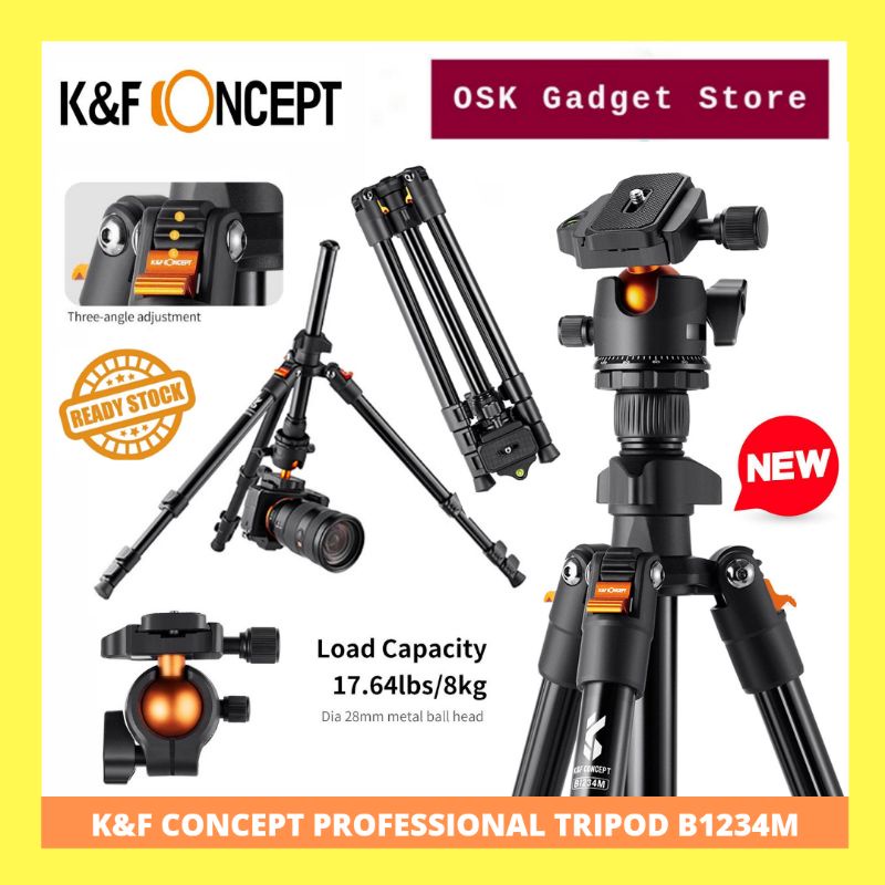 K&F Concept BI234M ขาตั้งกล้องอลูมิเนียมอัลลอยด์แมกนีเซียมขนาดกะทัดรัดและพกพาพร้อม KF-28 หัวบอลความจ