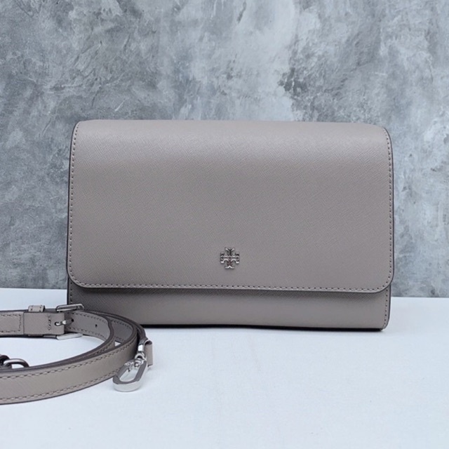 🎀 (สด-ผ่อน) กระเป๋าสะพาย สีเทา 78603 Tory burch Emerson Combo Crossbody  saffiano leather / Gray Her