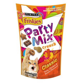 ✨ขายดี✨ ฟริสกี้ส์ ปาร์ตี้มิกซ์ ขนมแมว รสคลาสสิค ขนาด 60 กรัม Friskie Party Mix Cat Snack Classic Flavor Size 60 g.