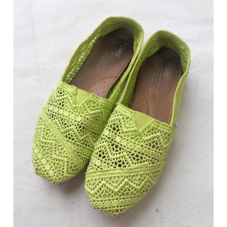 Toms Shoes Crochet Classics Size 6.5W / 5M / 37EU สีเขียว มือสอง ของแท้