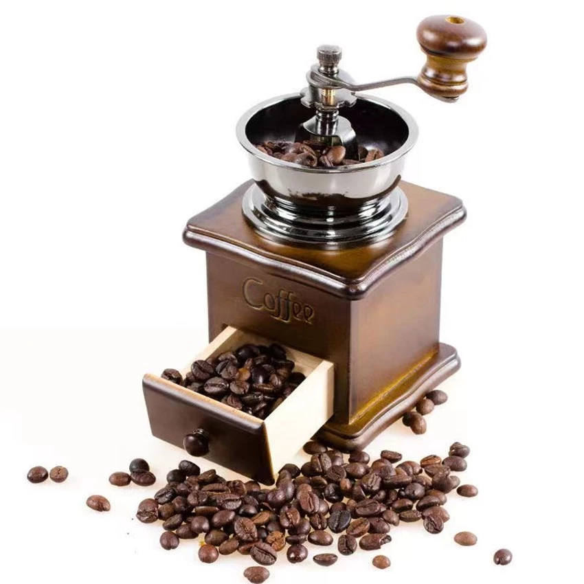เครื่องบดเมล็ดกาแฟ เครื่องบดกาแฟ Coffee Grinder แบบมือหมุน สแตนเลส (กล่องไม้คลาสสิค)