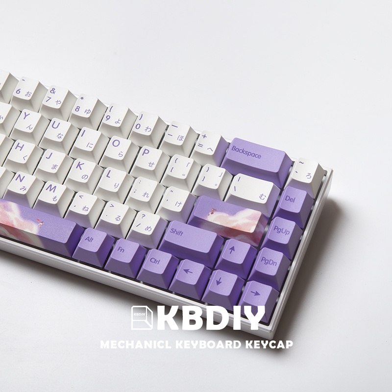 KBDiy Cherry Profile 139 Keys/Set PBT Keycaps Anime White Purple Keycap Custom for Mechanical Gaming