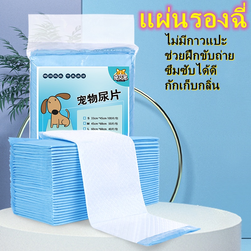 แผ่นรองฉี่ แผ่นรองฉี่สุนัข แผ่นรองฉี่แมว ไม่มีกาวแปะ ช่วยฝึกขับถ่าย ซึมซับได้ดี กักเก็บกลิ่น