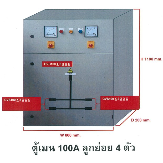 ตู้คอนโทรล (เฉพาะตู้)​MDB เมน CVS 100 A 4 วงจร ย่อย