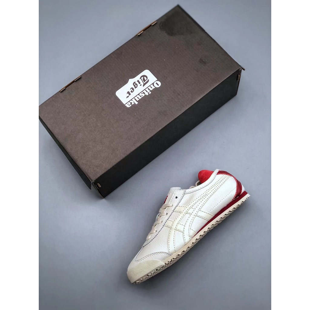 Onitsuka MEXICO 66 รองเท้าวิ่งสุภาพสตรีหนังเต็มรูปแบบรองเท้าฝึกซ้อมผู้ชายรองเท้ากีฬา