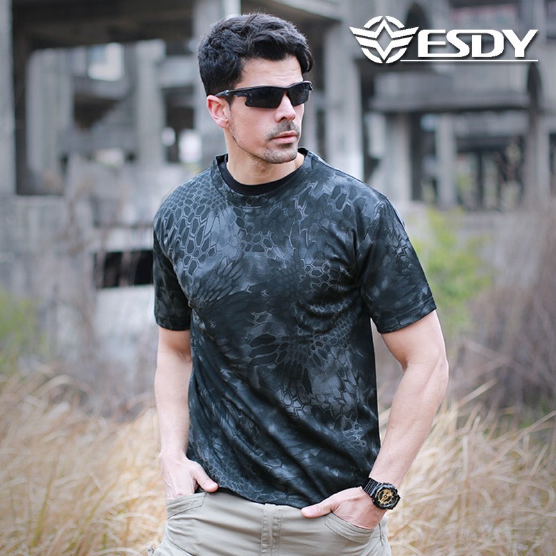 Men's Tops Tees Shirt Tactical Fitness Sport Army Camo T-shirt