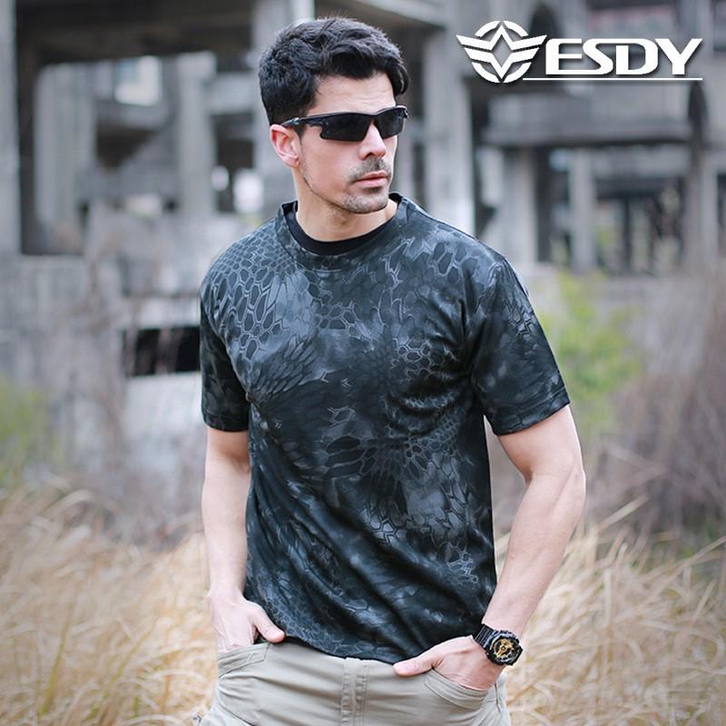 Mens Tops Tees Shirt Tactical Fitness Sport Army Camo T-shirt