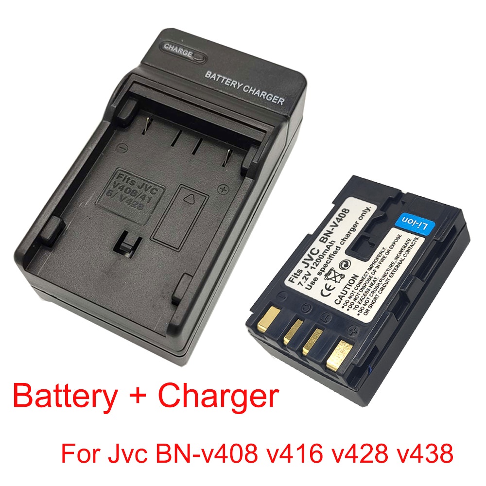 แบตเตอรี่ BN-V408 + ที่ชาร์จสําหรับ JVC BN-V408/U/V408US/V416/V428/V438 ใช้กับ GR-D20,D21,DV400,DV500,GR-V801/D800/D800US/V600/V800/D800/D