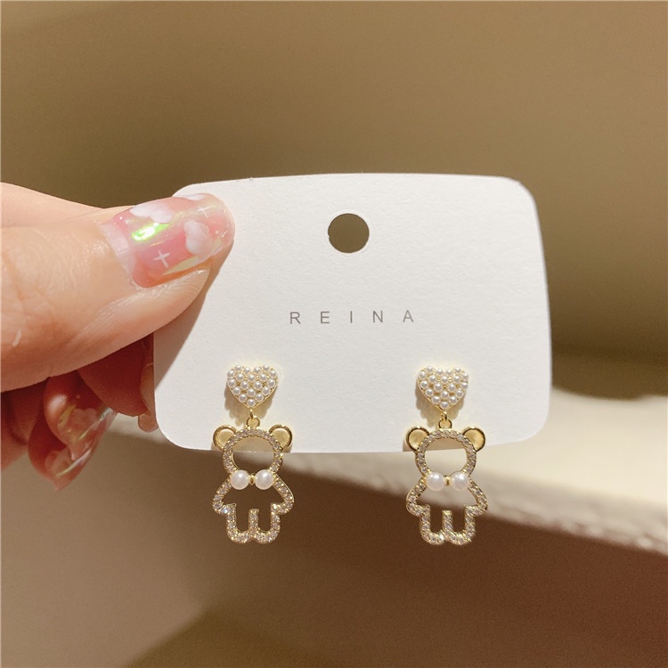 ต่างหูหมีมุกจี้โพรงหญิง