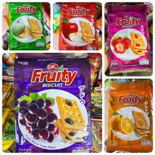 Ok Fruity Biscuits (รสเมลอน, รสแอปเปิ้ล,รส สตอเบอรี่,รสองุ่น,รสส้ม)