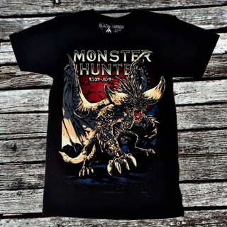 เสื้อยืดโอเวอร์ไซส์Bt164 เสื้อยืดผ้าฝ้าย พิมพ์ลายภาพยนตร์ THE MONSTER HUNTER BLACK DIABLOS LIMITED EDITION FAN ART TIMBE