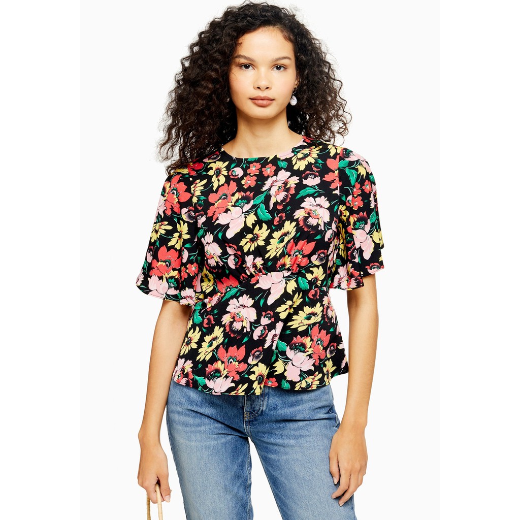 TOPSHOP เสื้อ AUSTIN Floral Print Angel Sleeve รุ่น 13M05RMUL หลากสี