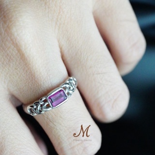 Meena Gems แหวนพลอยแท้โรโดไลท์ ตัวเรือนเงินแท้925 พลอยแท้เสริมดวง โกเมนชมพู