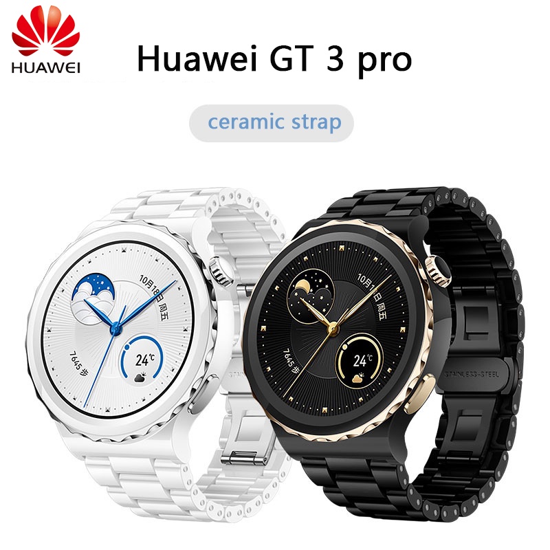 สายนาฬิกาข้อมือเซรามิค ประดับลูกปัดโลหะ สําหรับ Huawei GT 3 Pro GT2 GT2e GT2 Pro 20 มม. 22 มม.