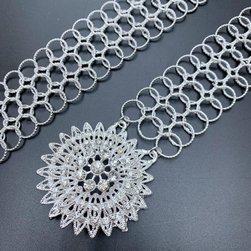 เข็มขัดสีเงินชุดไทยหลายสไตล์ Vintage Jewelry เข็มขัดและหัวเข็มขัดปรับความยาวได้