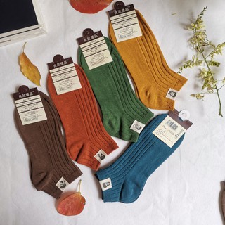 MNO.9 THINGS Low Cut Socks Japanese Style ถุงเท้าข้อสั้น สีพื้น สไตล์ญี่ปุ่น Cotton 100%