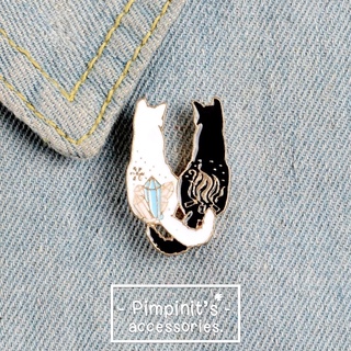 📬 พร้อมส่ง : 🐶 เข็มกลัดลายคู่รักหมาขาว-ดำ | Black &amp; White Couple Dog Enamel Brooch Pin.