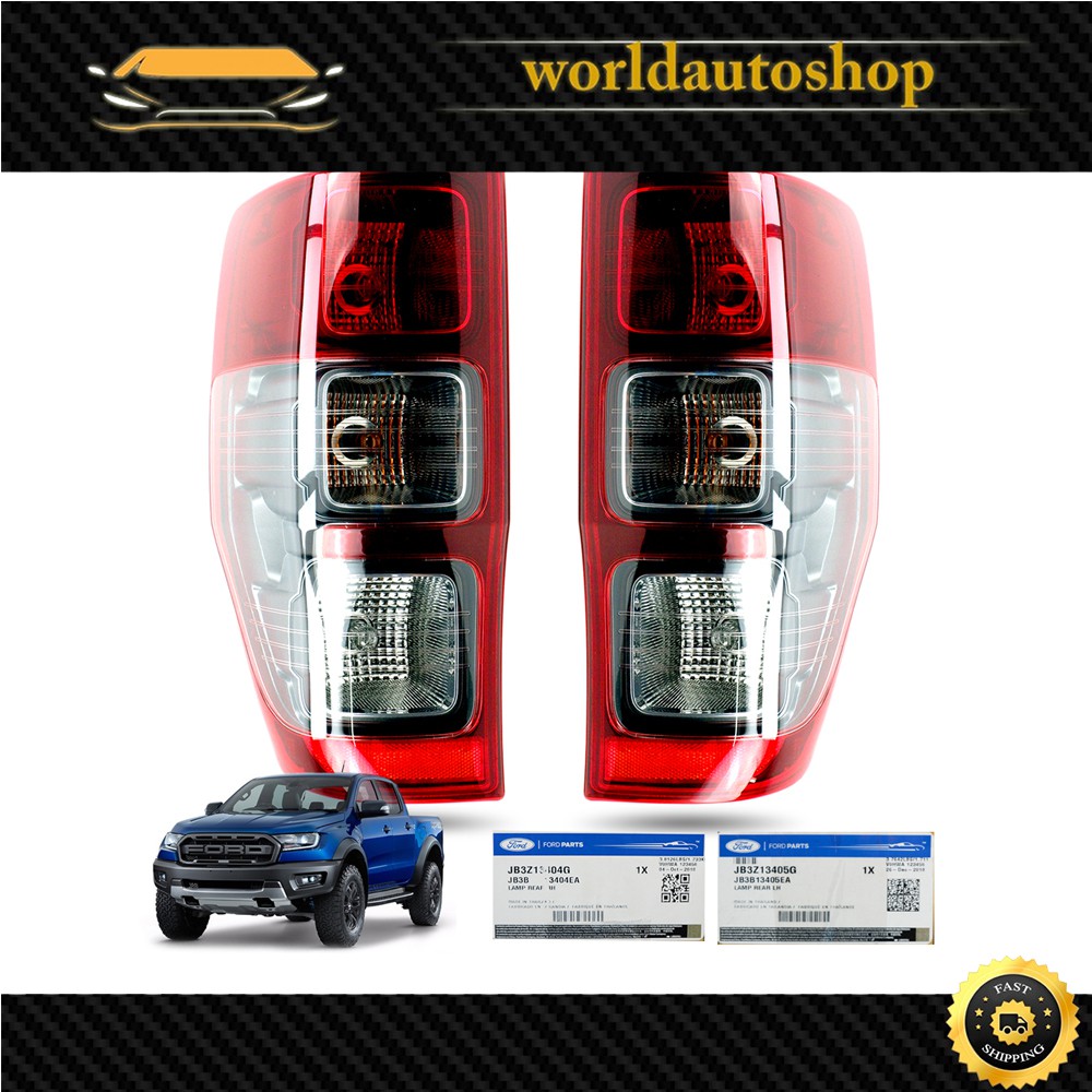 ไฟท้าย+หลอดไฟ รุ่น RAPTOR แท้ สีแดง+เทา ข้างขวา+ซ้าย Ford  Ranger Raptor ปี 2012 - 2019