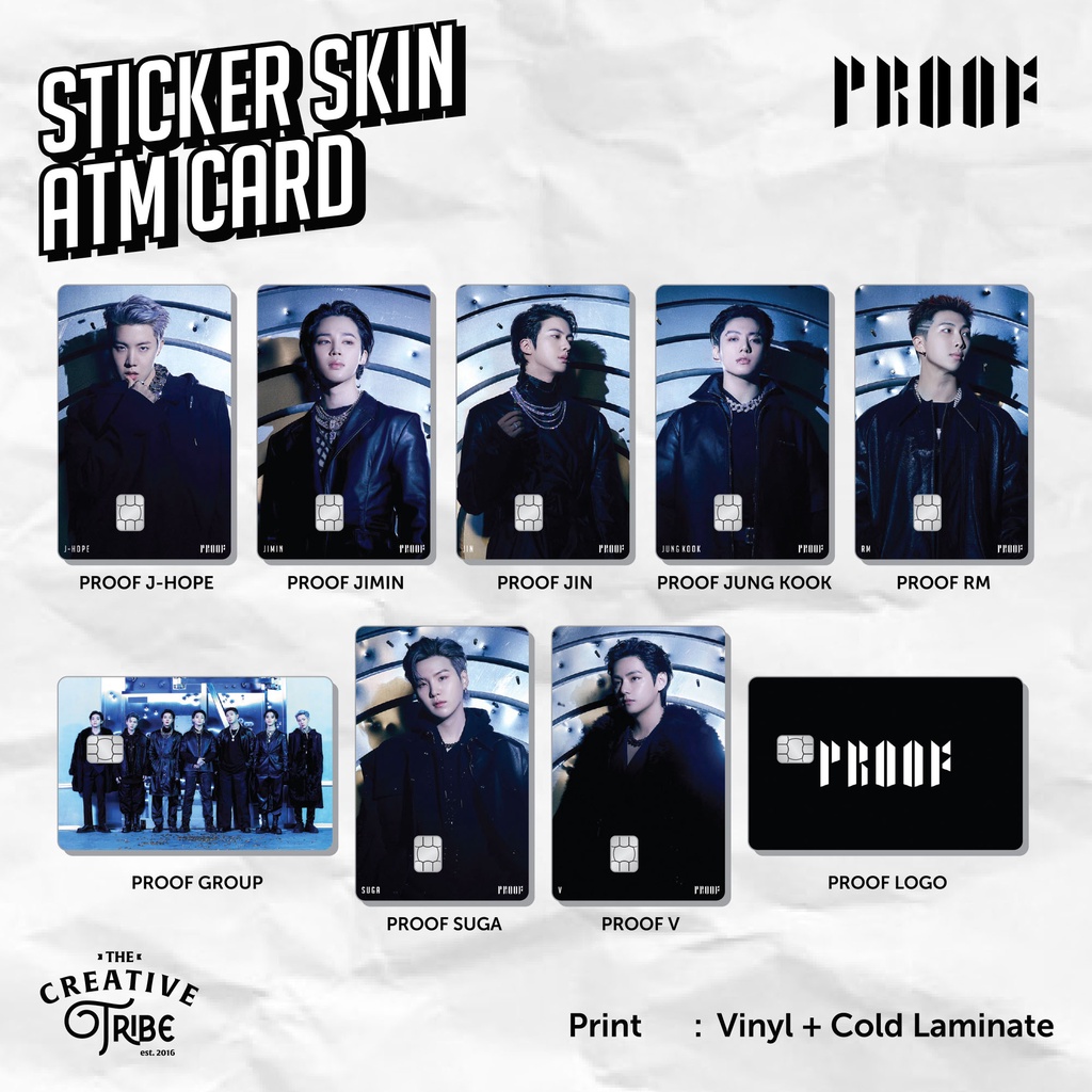 BTS Proof - สติ๊กเกอร์สกินการ์ด - ATM Vinyl Discharge Credit Emoney Flazz Sticker J-Hope Jimin Jin J