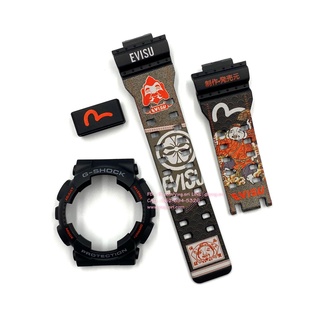 กรอบสาย G-SHOCK แท้ สีดำด้าน สกรีนลาย EVISU ใส่ได้กับรุ่น GA-100 ,GA-110 ,GA-120 ,GAX-100 ,GD-100,GD-120 สายนาฬิกาข้อมือ