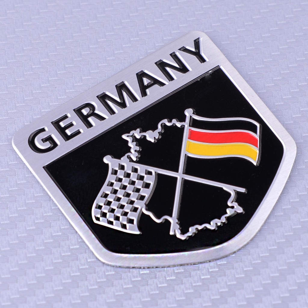 สติกเกอร์อลูมิเนียม ลายธงเยอรมนี ขนาด 5x5 ซม. สําหรับตกแต่งรถยนต์ Porsche BMW VW Benz