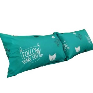 ปลอกหมอนใหญ่ สีเขียวลายน้องแมว ขนาดมาตรฐาน (ปลอกหมอน 1 ใบ และ 2 ใบ) 20×30นิ้ว