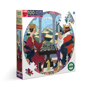 eeBoo Queens Gambit 100 Pc Rd Puzzle - จิ๊กซอว์รูปราชินีหมากรุกแบบ 100 ชิ้น