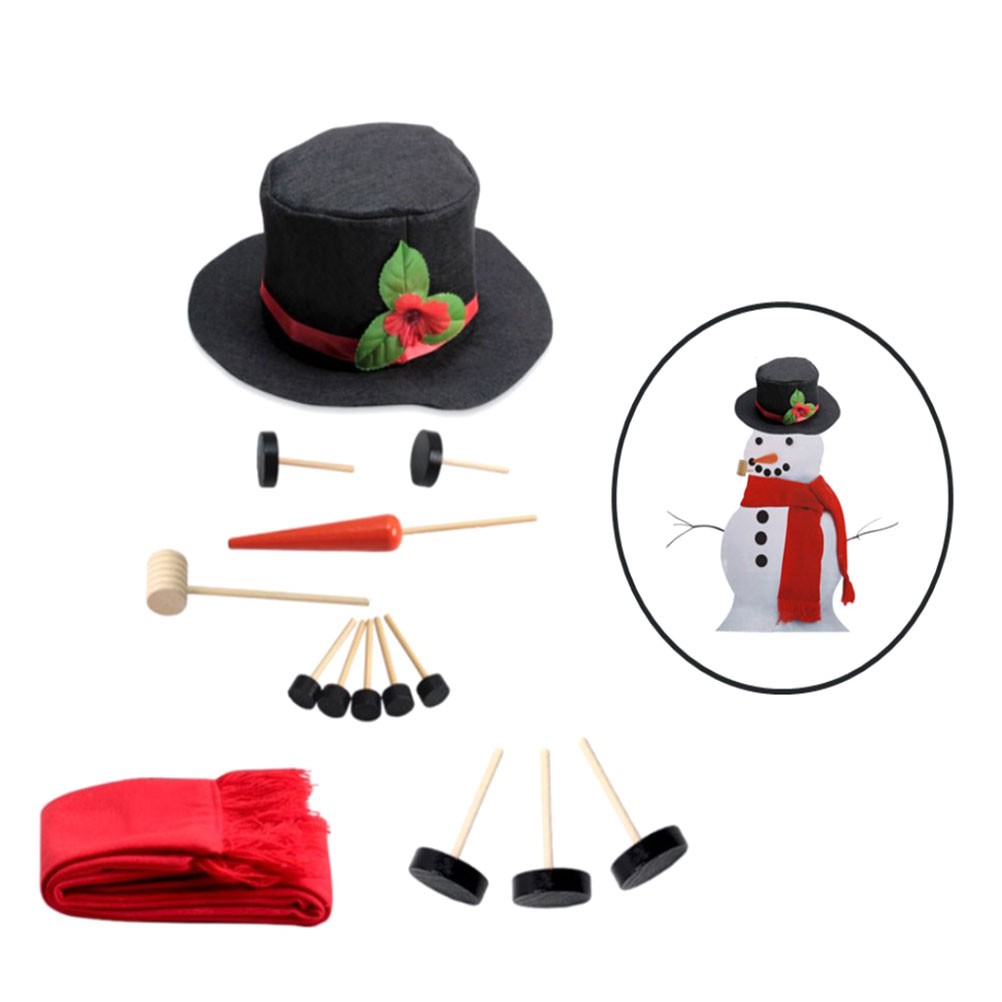 14pcs Snowman Decorating Dressing Kits Hat Scarf Eyes Mouth Button