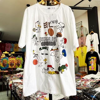 เสื้อยืด เสื้อยืดแขนสั้นพิมพ์ลายOversize #งานป้าย ลายPEANUTS SNOOPY