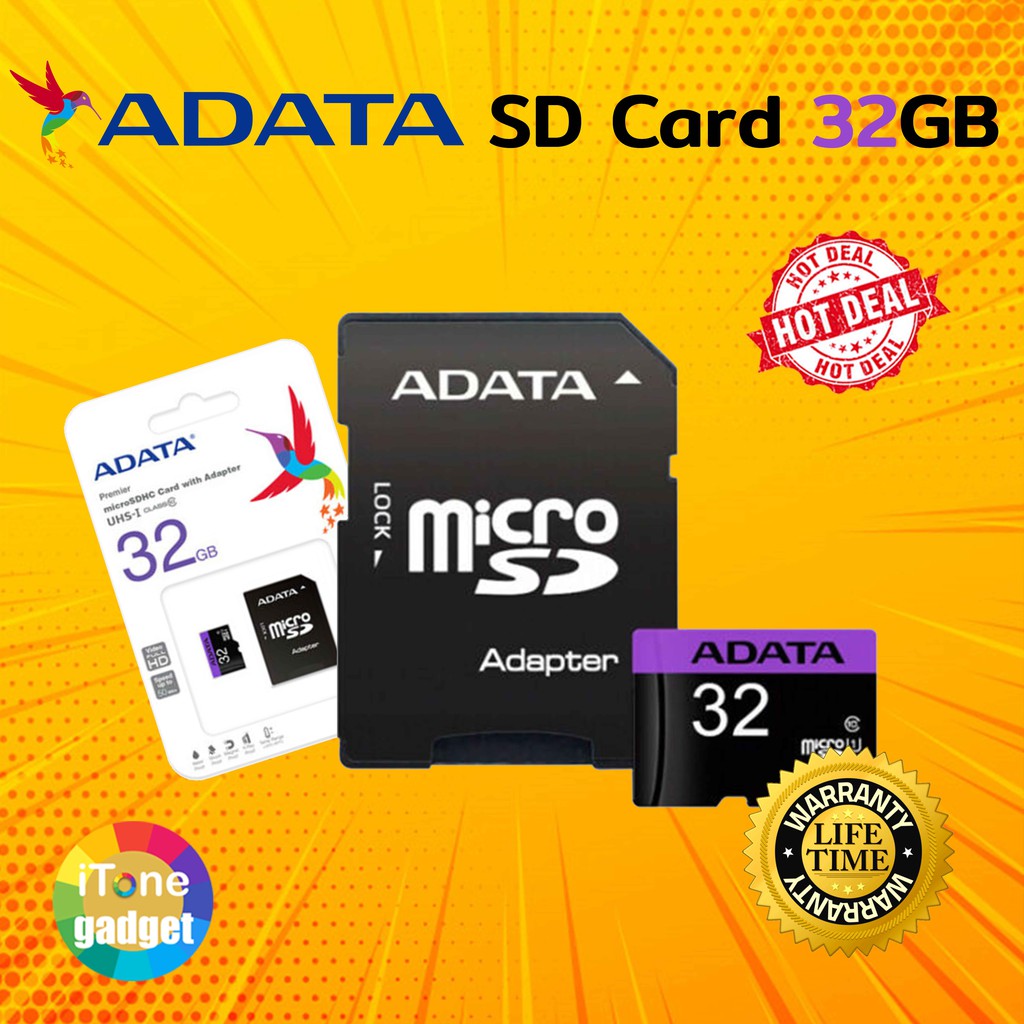 ของแท้ 100% ADATA SD card เมมโมรี่การ์ด memory card Micro SD 32GB ประกันศูนย์ Lifetime
