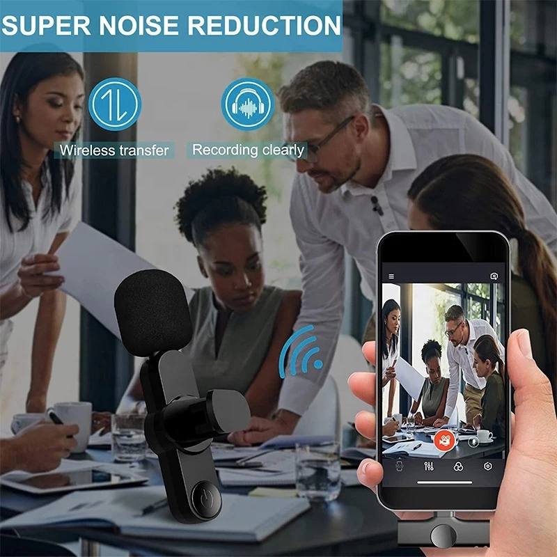 Wireless Microphone  ไมโครโฟนไร้สายแบบพกพาใช้สําหรับ สมาร์ทโฟน ไมค์ไร้สายหนีบเสื้อ ไมค์หนีบปกเสื้อ thumbnail 7