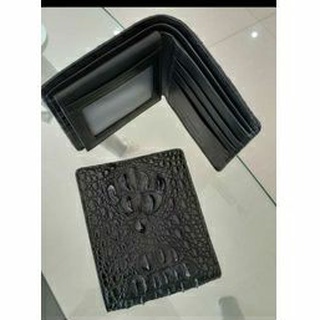 Genuine crocodile lady wallet super  grade กระเป๋าสตางค์จระเข้แท้100% crocodile  biflold wallet black